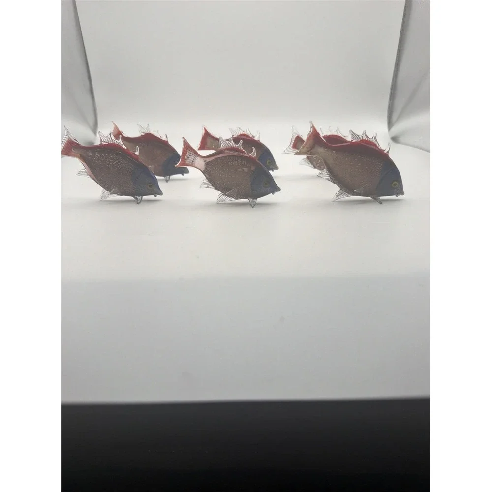6 Vintage Murano Style Italian Art Glass Tropical Fish Figurines Hand Blown